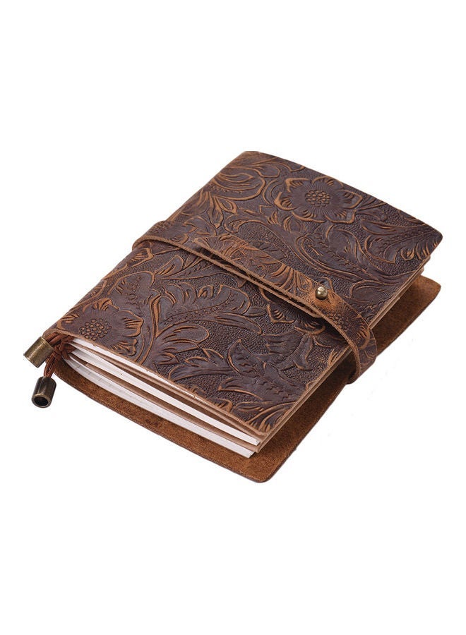 NIBEMINENT Vintage Embossed Flower Pattern Notebook Brown - Image 2