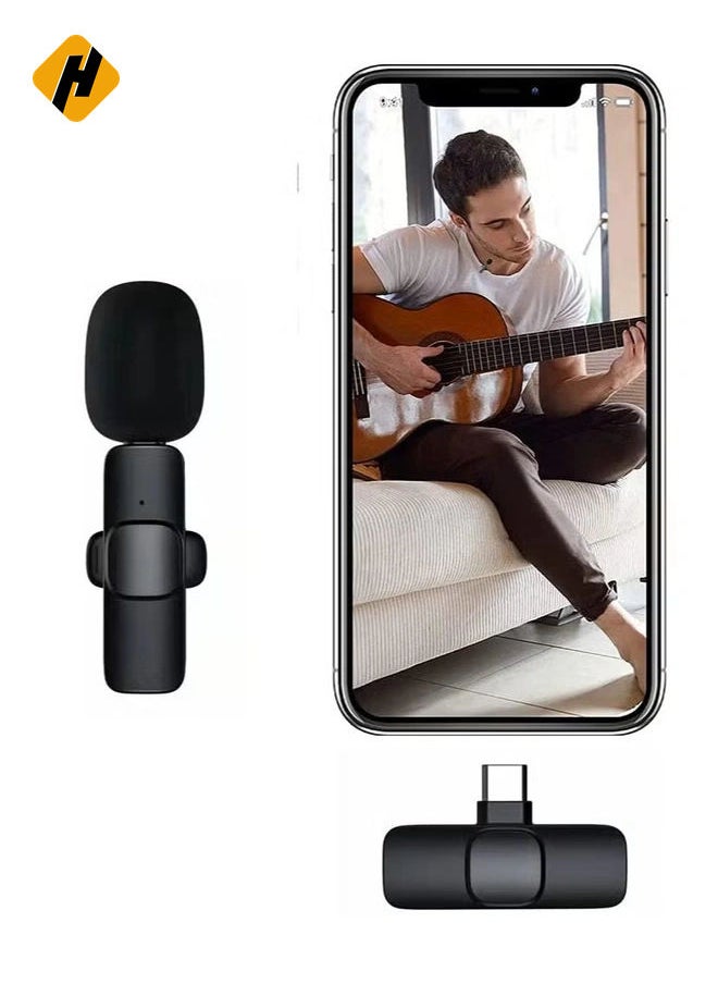 هوها ميكروفون لافالييه اللاسلكي لنوع C ، Plug & Play Clip-On Mini Mic لتسجيل فيديو الألعاب-تقليل الضوضاء بلوتوث  - Image 1