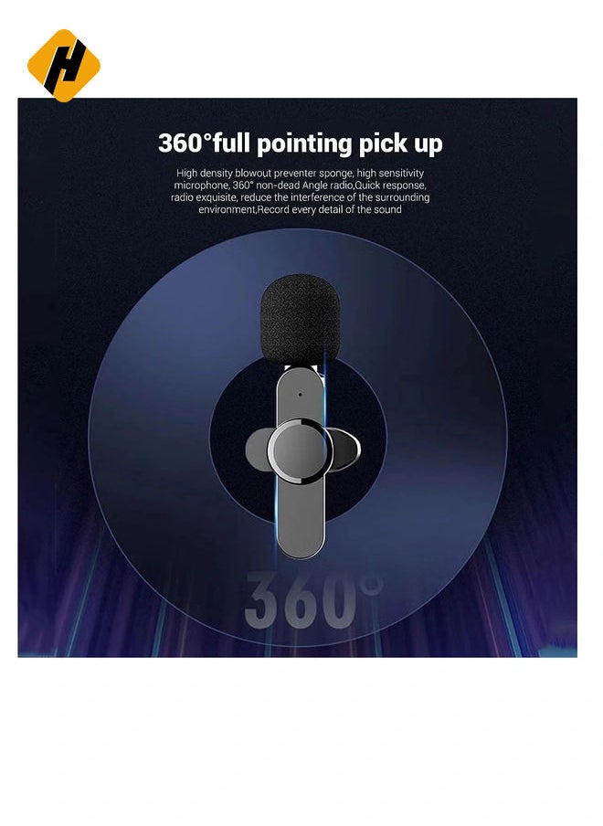هوها ميكروفون لافالييه اللاسلكي لنوع C ، Plug & Play Clip-On Mini Mic لتسجيل فيديو الألعاب-تقليل الضوضاء بلوتوث  - Image 5