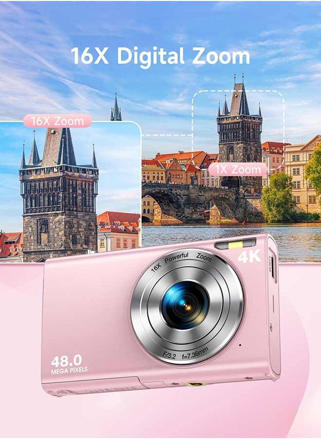 IqwiCam Digital Camera, 4K Vlogging Camera with 64GB Card, 16X Digital Cameras, Autofocus, Compact Travel Video Camera for Teens Adult Beginner  - Image 4