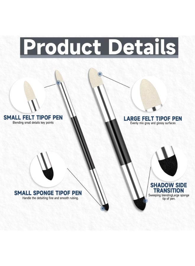 Peachjoy 4 Pcs Artist Blending Sponge Pen, Dual Tip Reusable Drawing Art Soft Oil Pastel Blending Tools Washable Sketch Rubbing Sponge Brush for Artist Professional Sketch Drawing Blending - Image 3
