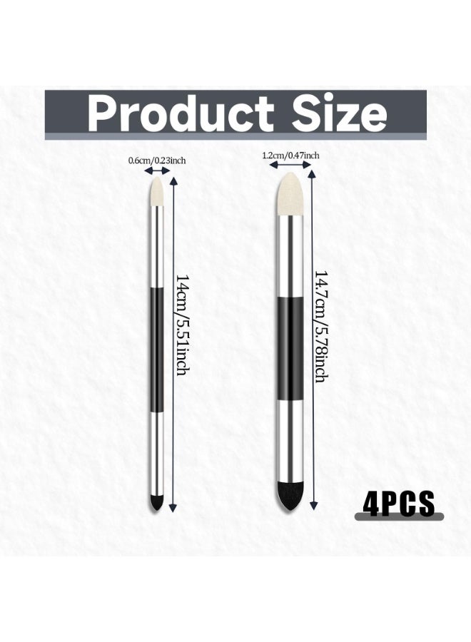 Peachjoy 4 Pcs Artist Blending Sponge Pen, Dual Tip Reusable Drawing Art Soft Oil Pastel Blending Tools Washable Sketch Rubbing Sponge Brush for Artist Professional Sketch Drawing Blending - Image 2