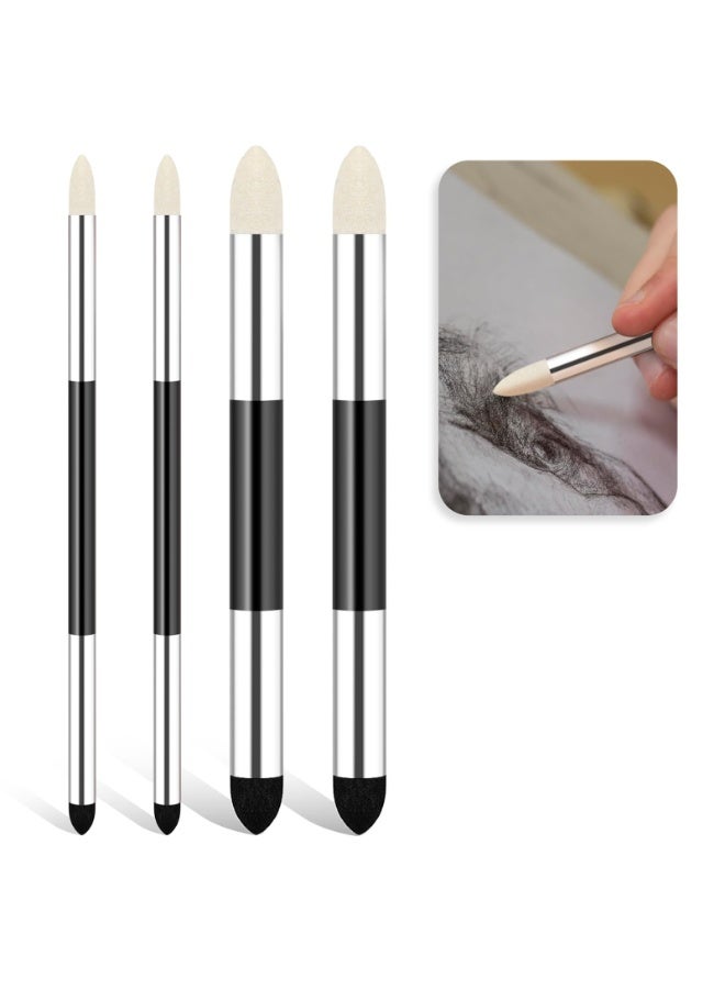 Peachjoy 4 Pcs Artist Blending Sponge Pen, Dual Tip Reusable Drawing Art Soft Oil Pastel Blending Tools Washable Sketch Rubbing Sponge Brush for Artist Professional Sketch Drawing Blending - Image 1
