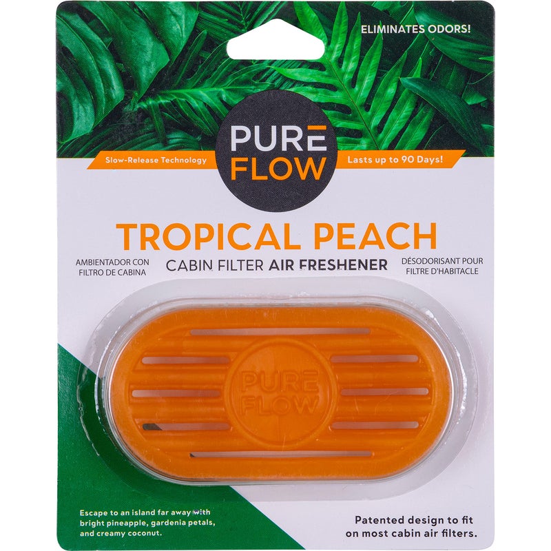 Pureflow Cabin Filter Air Freshener with Odor Eliminator â€“ Fits on Most Car, Truck, and SUV Cabin Air Filters - Tropical Peach (1 Pack) - Image 1