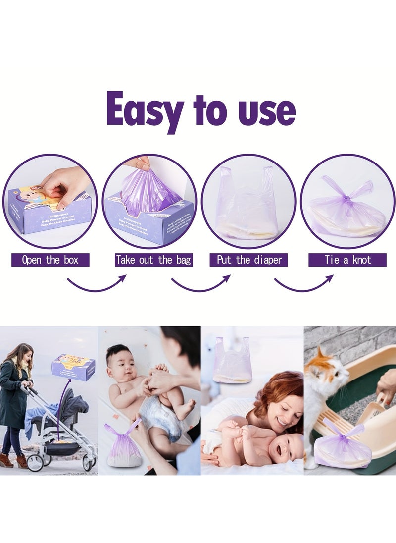 Bebiland 200pcs Diaper Disposal Bags, Diaper Waste Bags, Thickened Vest-Style Portable Trash Bags for Diaper Disposal  - Image 4