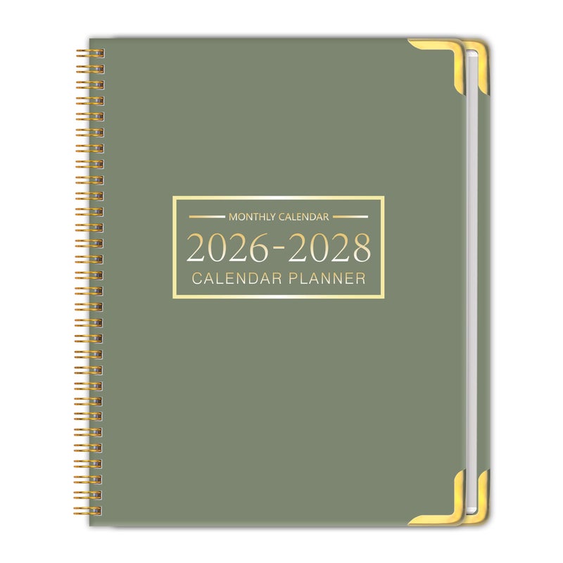 KAICN Monthly Planner 2026-2028, Hardcover 3 year calendar 2026-2027-2028 Calendar Book from Jan 2026 - Dec 2028, 9â€œ x 11â€, Spiral Bound,Organizer for Office, School, and Home,Green - Image 1