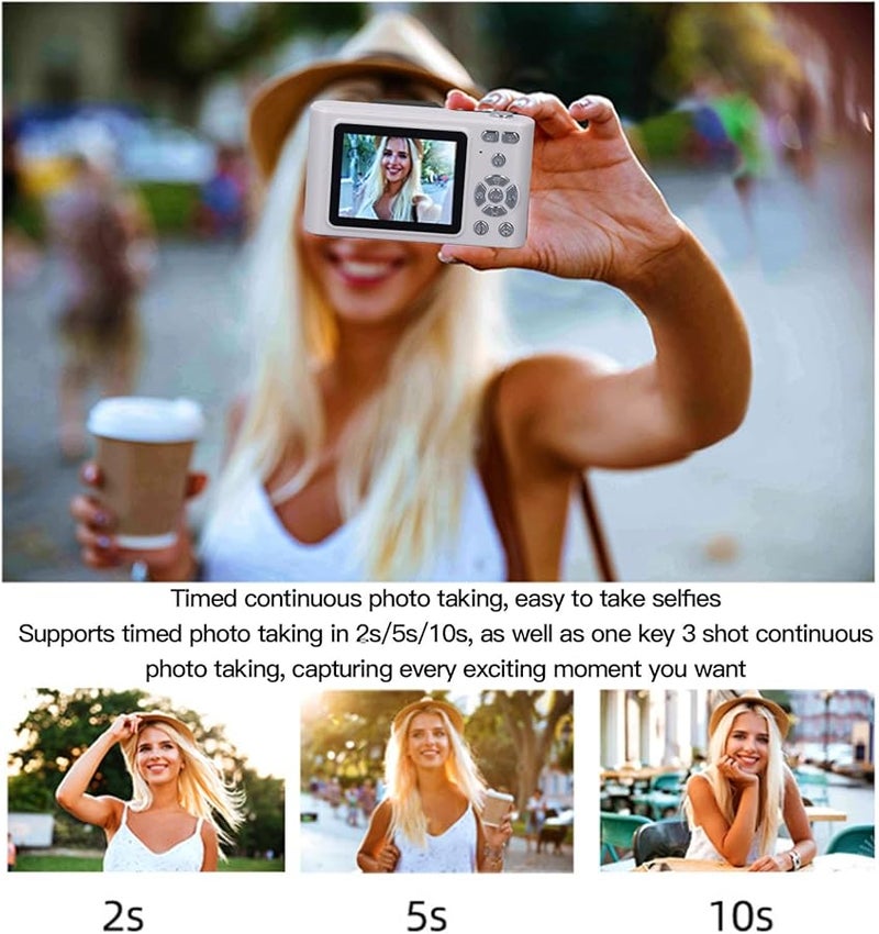 White Digital Camera 16x Zoom 11 Filters Anti Shake Vlogging Compact Camera for Kids Travel - Image 4