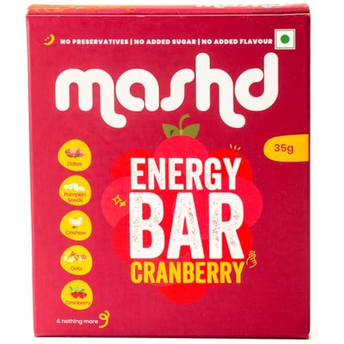 Mashd Energy Bar Fruity Pack | Pack of 3 x 35 g | 1 x Cranberry, 1 x Mango, 1 x Orange- High Protein Goodness of Dates, Pumpkin Seeds, Cashew, Oats | Gluten-Free Snack with No Added Sugar, Preservative-Free - Image 5