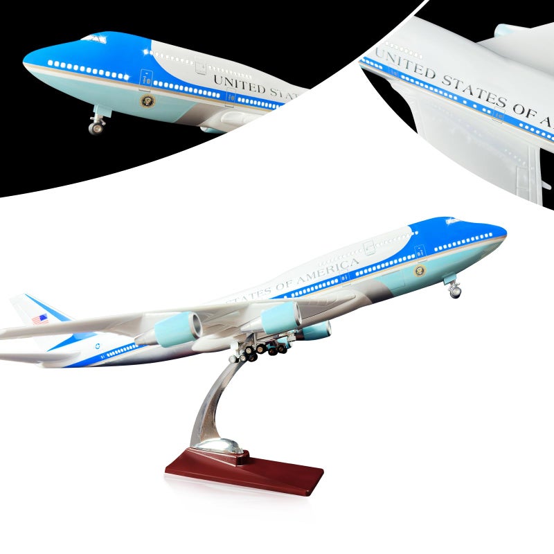 Bswath 1130 Scale American Air Force One B747 Model Jet Plane with LED Lights for Adults - Image 2