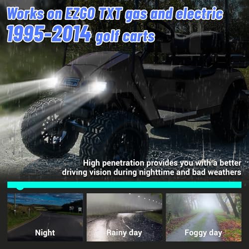 Drive-up Golf Cart LED Light Kit for EZGO TXT 1995-2014 Gas and Electric Moedels, Basic Complete EZGO Headlights and Tail Lights - Image 5