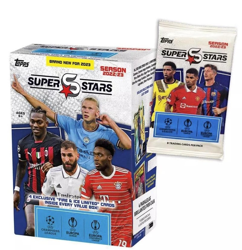 Topps 2023 Topps UEFA Champions League Superstars Soccer Factory Sealed Value Box, Blue - Image 3