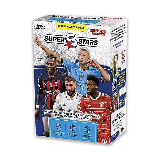 Topps 2023 Topps UEFA Champions League Superstars Soccer Factory Sealed Value Box, Blue - Image 1