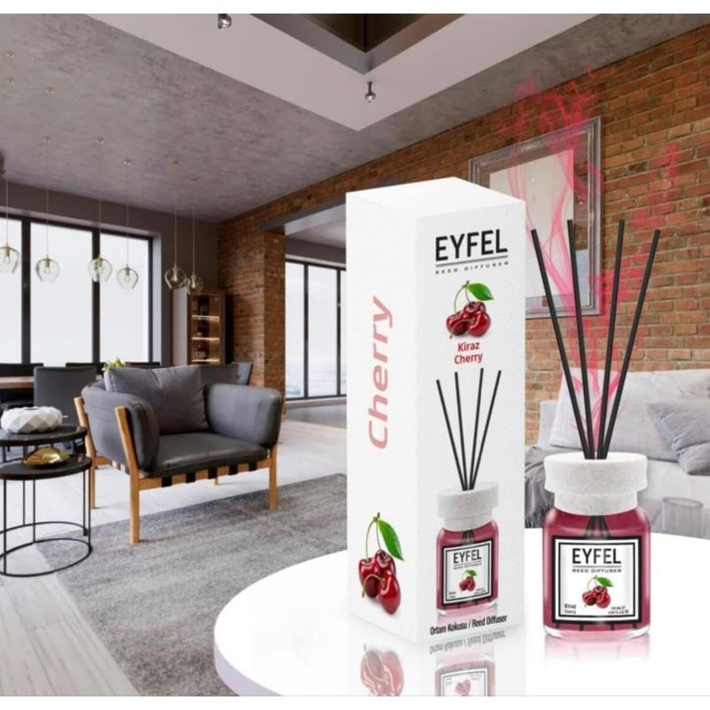 ZAMZIN Eyfel Reed Diffuser 120ML - Long Lasting Fragrance - Eco-Friendly Home Decor - Stylish Aroma Diffuser - Effortless Sweet Cherry Ambiance - No Electricity Needed - Image 2