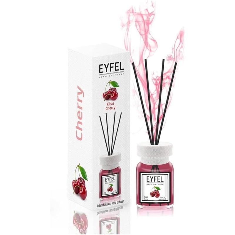 ZAMZIN Eyfel Reed Diffuser 120ML - Long Lasting Fragrance - Eco-Friendly Home Decor - Stylish Aroma Diffuser - Effortless Sweet Cherry Ambiance - No Electricity Needed - Image 1