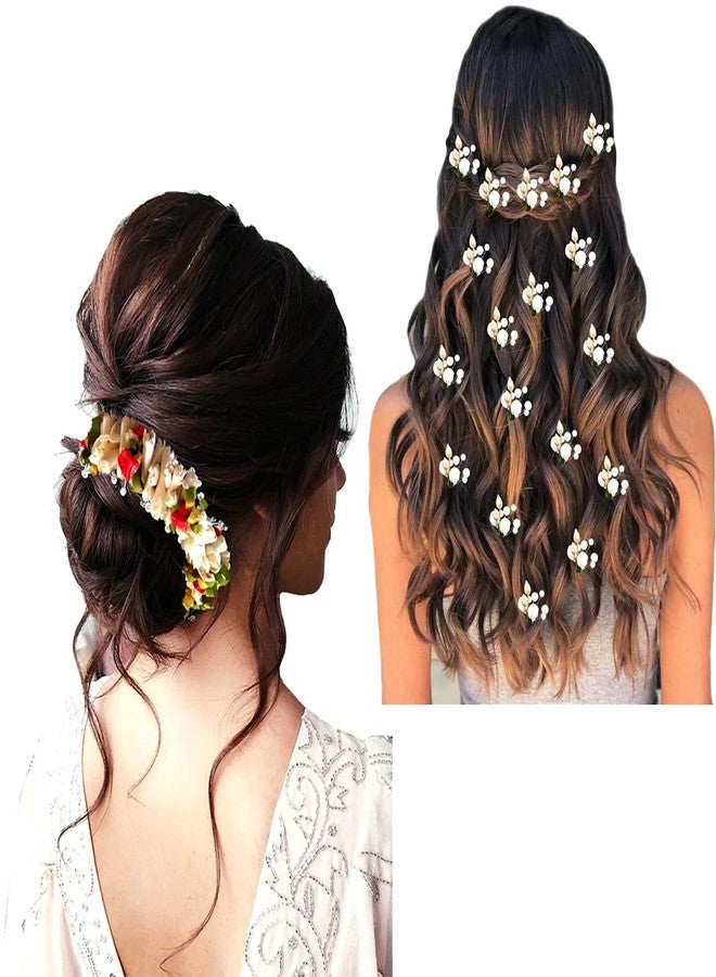 Ansh Attractive Artificial Metal Floral Hairpin | White and Golden Pearls & Stone Hair Clips/Juda Pins | Hair Accessories for Women & Girls (Combo Pack of 1581 & 2415) - Image 1