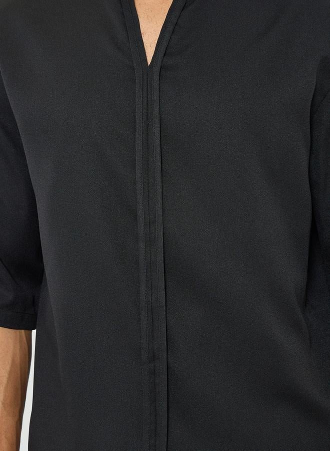 Take Two Men Black Mandarin Collar T-Shirt - Image 3