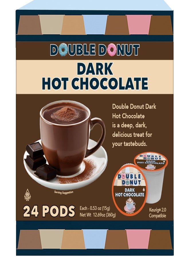Double Donut Coffee Dark Hot Chocolate Pods for Keurig K Cups Brewers, Single Serve Dark Hot Cocoa Pods, 24 Count - Image 1