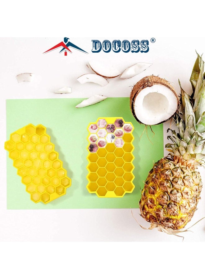 دودو مجموعة قوالب ثلج من السيليكون الممتاز 37 تجويف، صينية ثلج من السيليكون مع غطاء للفريزر (متعددة الالوان) - عبوة من 3 قطع - Image 2