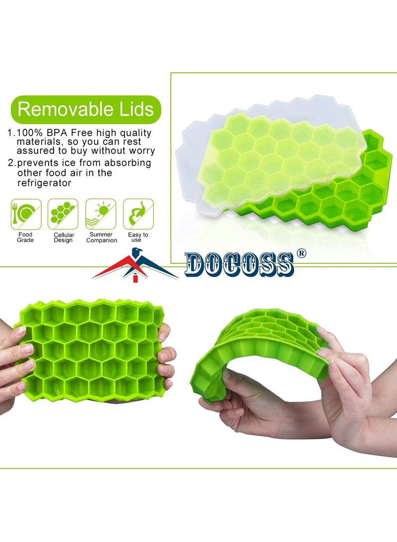 دودو مجموعة قوالب ثلج من السيليكون الممتاز 37 تجويف، صينية ثلج من السيليكون مع غطاء للفريزر (متعددة الالوان) - عبوة من 3 قطع - Image 4