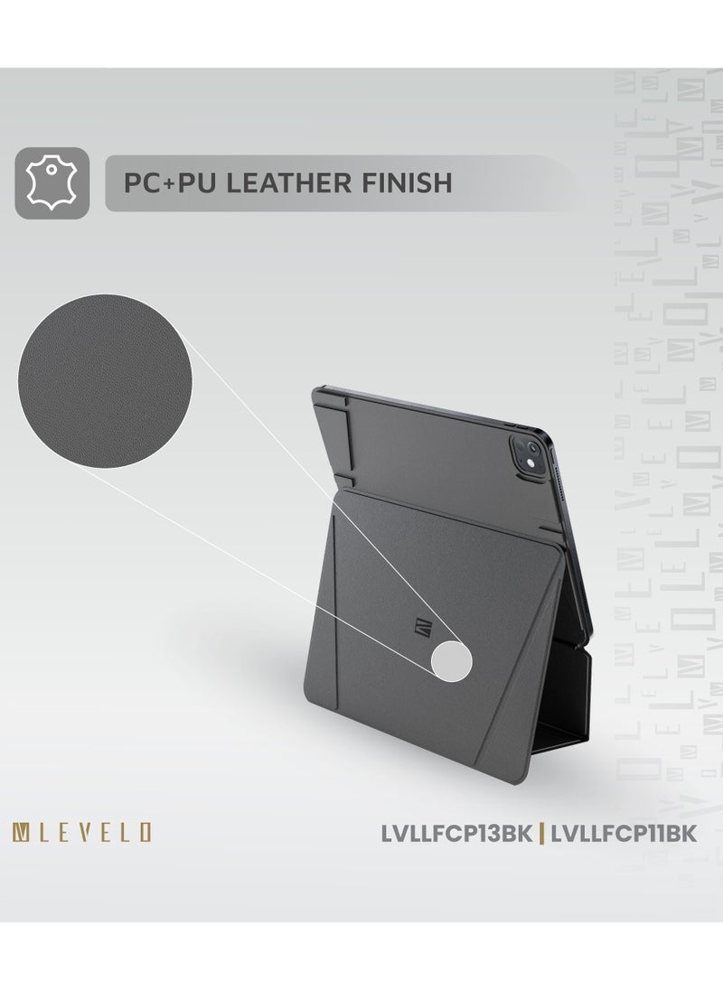LEVELO - Luxora Folio Case for iPad Pro 13" 2024 / Strong Magnetic Hold / Multi-Fold Design / Adjustable Height - Black - Image 1