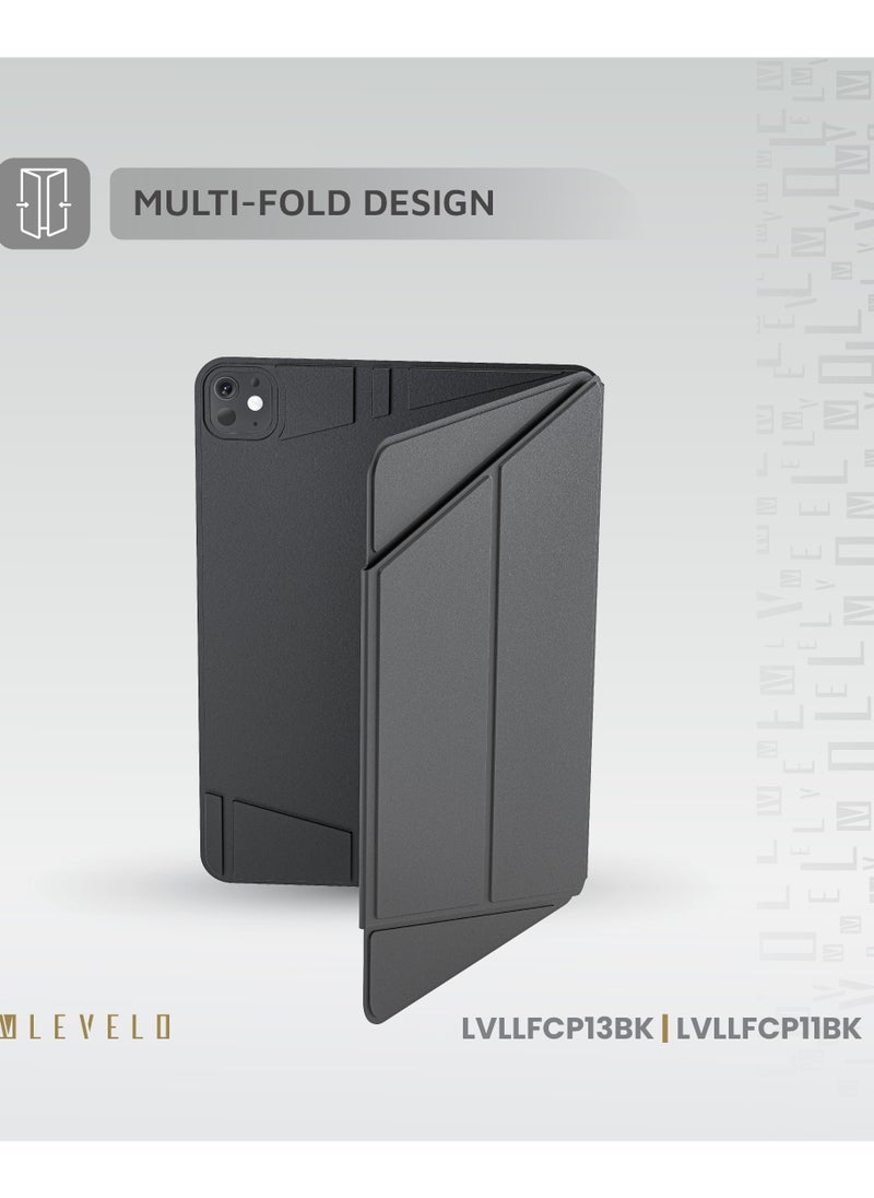 LEVELO - Luxora Folio Case for iPad Pro 13" 2024 / Strong Magnetic Hold / Multi-Fold Design / Adjustable Height - Black - Image 1