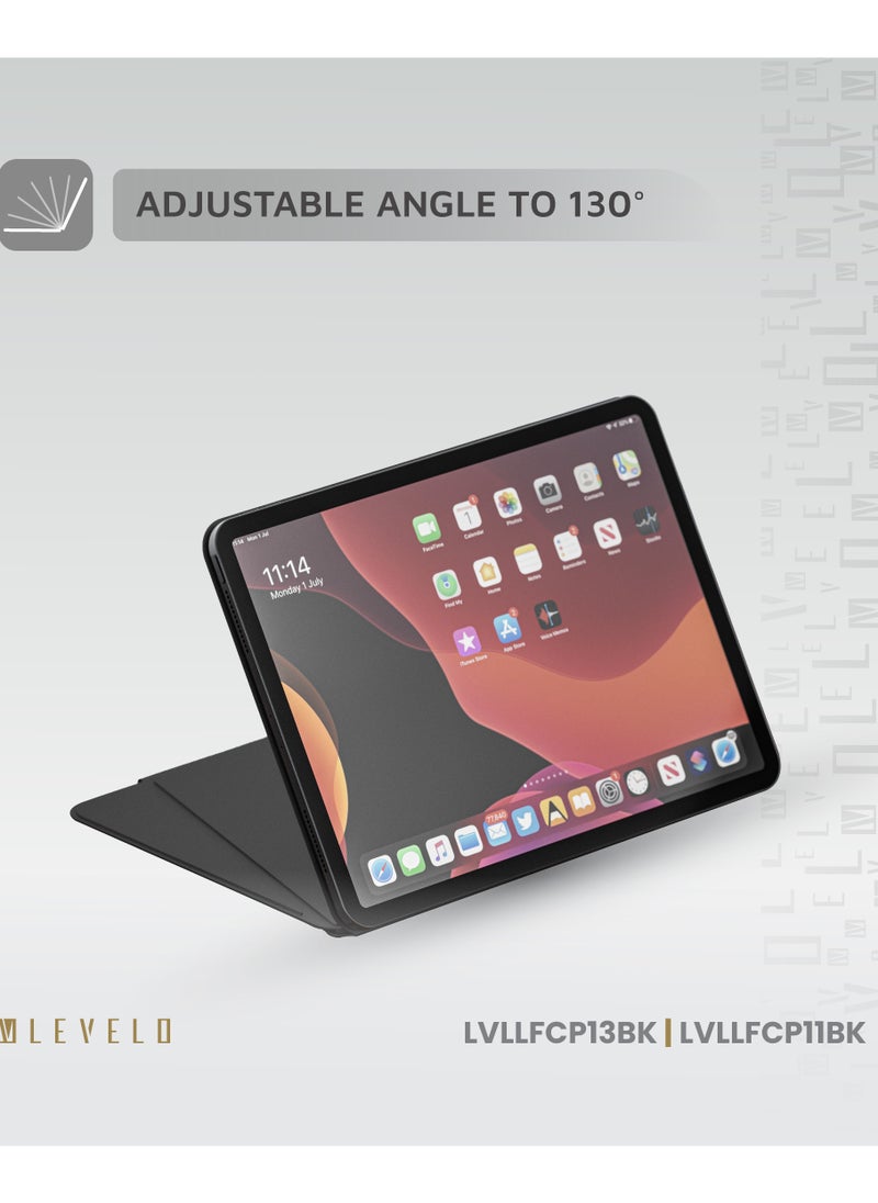 LEVELO - Luxora Folio Case for iPad Pro 13" 2024 / Strong Magnetic Hold / Multi-Fold Design / Adjustable Height - Black - Image 1