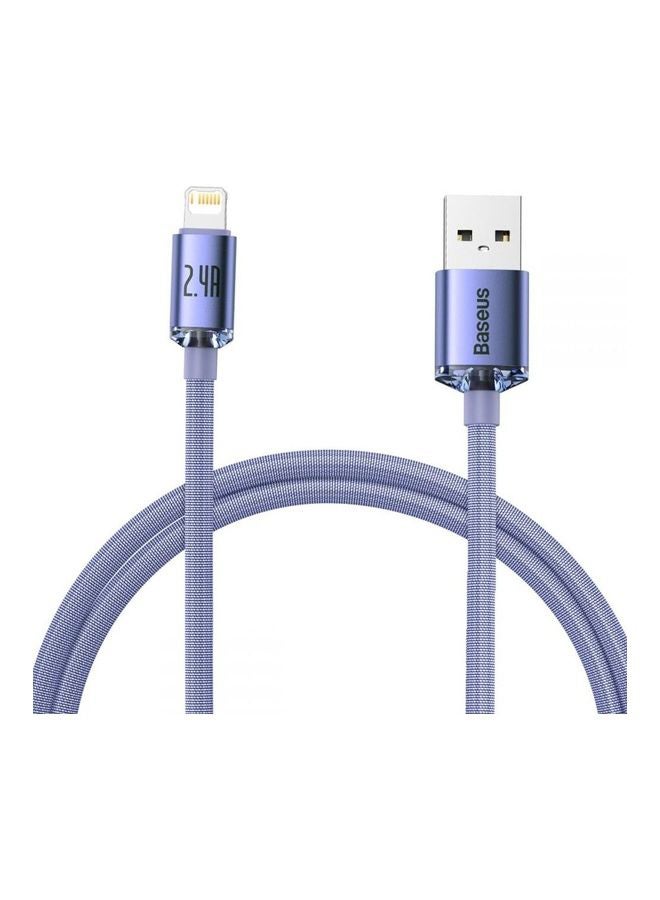بيسوس كابل كريستال شاين سيريس للشحن ومزامنة البيانات بتصميم مضفر بمنفذ USB-A إلى Lightning (بطول 1.2 م) مناسب لأبل آي باد وآيربودز وآيفون 13/ 12/ 11/ 11 برو/ 11 برو ماكس/ XS/ XS ماكس/ XR/ X/ 8SE/ 8/ 8 بلس والكثير غير ذلك. أرجواني - Image 2