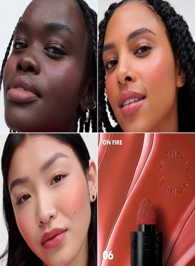 SEPHORA SEPHORA COLLECTION Blush & Go Longwear Matte Liquid Blush – 2-in-1 Lip & Cheek Color – 06 On Fire - Spiced Pink Matte – 7ml  - Image 2