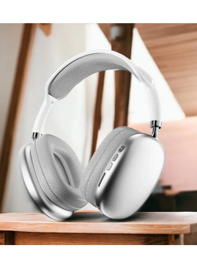 Generic - P9 Premium Quality Bluetooth & Wireless Over-Ear & Headphone with Mic Silicone Storage Bag, Portable Travel Anti-Scratch Carrying Case Compatible Max Anti-Dust Protective Cover (SILVER) Good Quality with 2 year warranty. - Image 1