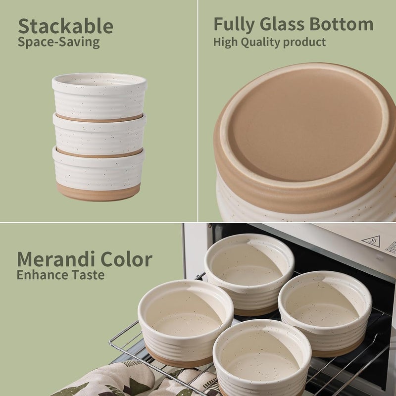 Frewinky Ceramic Ramekins 10oz,Creme Brulee Ramekins & Souffle Dishes for Oven,Small Baking-Dishes for Pudding,Lava Cakes,Serving Dip, Custard, Ice Cream,set of 6 - Image 3