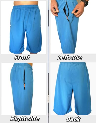 AICOC Men's Shorts Athletic Running Workout Swim Trunks with Ziper Pockets Quick Dry Lightweight Blue - Image 2