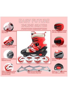 EASY FUTURE Skates Adjustable Size Roller Skates with Flashing Wheels for Outdoor Indoor Children Skate Shoes for Boys and Girls Red Colour  - Image 2