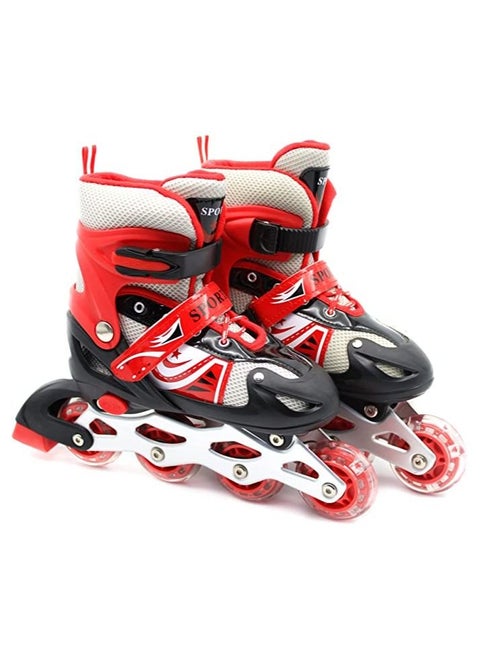 Skates Adjustable Size Roller Skates with Flashing Wheels for Outdoor Indoor Children Skate Shoes for Boys and Girls Red Colour