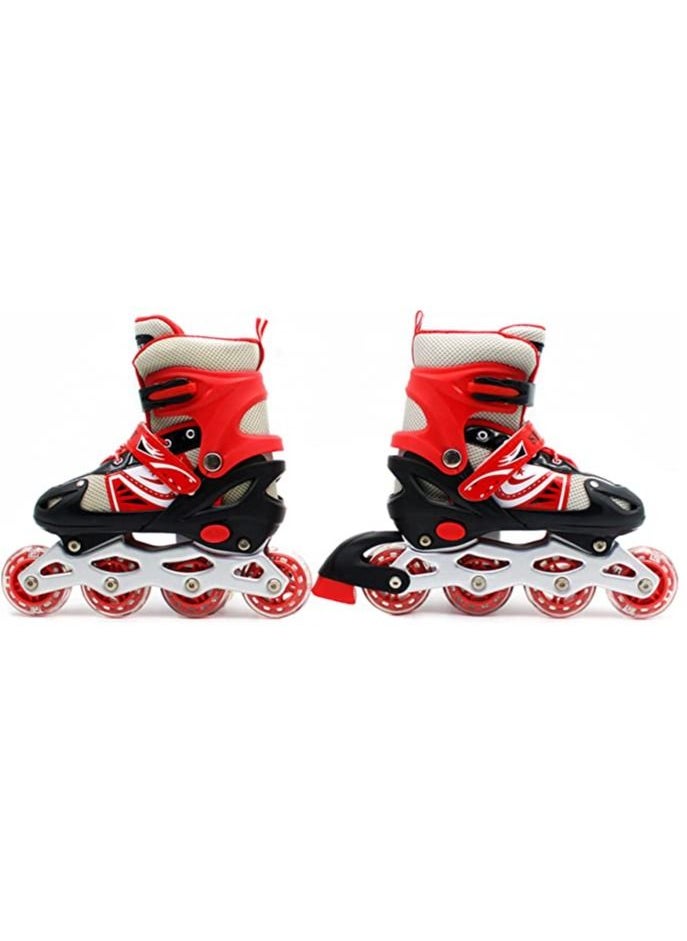 EASY FUTURE - Skates Adjustable Size Roller Skates with Flashing Wheels for Outdoor Indoor Children Skate Shoes for Boys and Girls Red Colour - Image 1