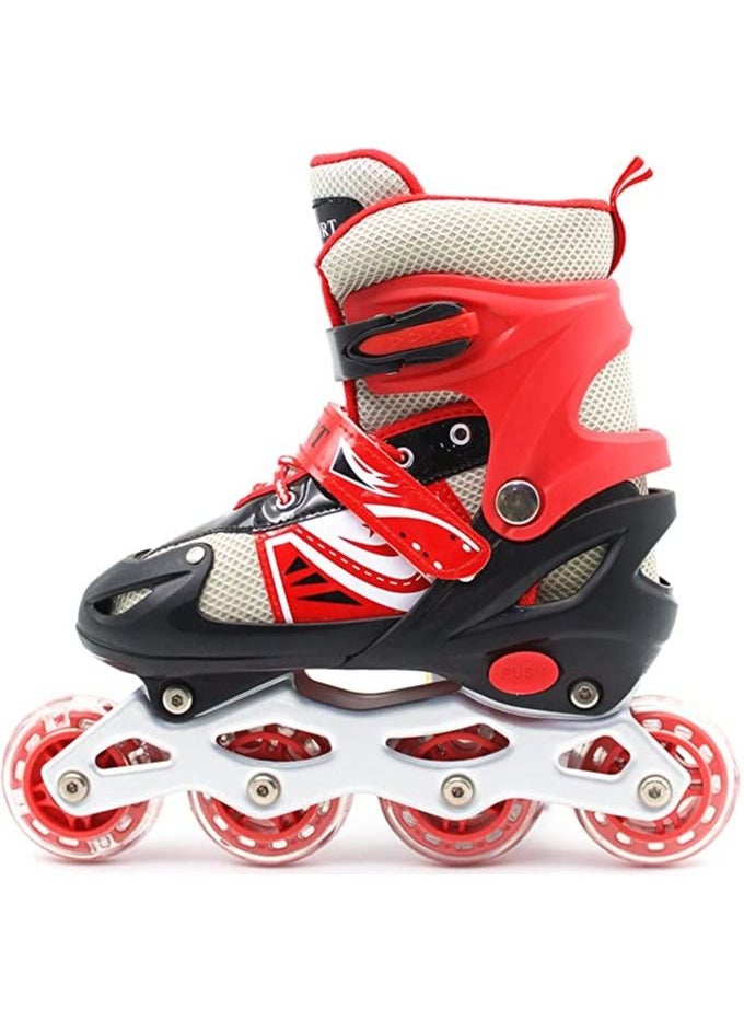 EASY FUTURE - Skates Adjustable Size Roller Skates with Flashing Wheels for Outdoor Indoor Children Skate Shoes for Boys and Girls Red Colour - Image 1
