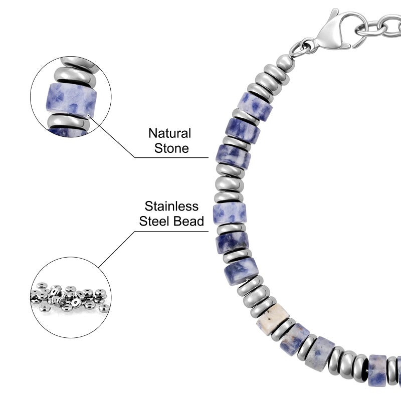 SIUMAL Mens Bracelet, Boho Stainless Steel Bracelets for Men, Beaded Bracelets, Jewelry Gifts for Husband, Father, Friends - Image 5