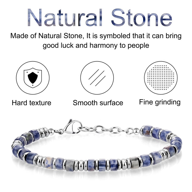 SIUMAL Mens Bracelet, Boho Stainless Steel Bracelets for Men, Beaded Bracelets, Jewelry Gifts for Husband, Father, Friends - Image 4