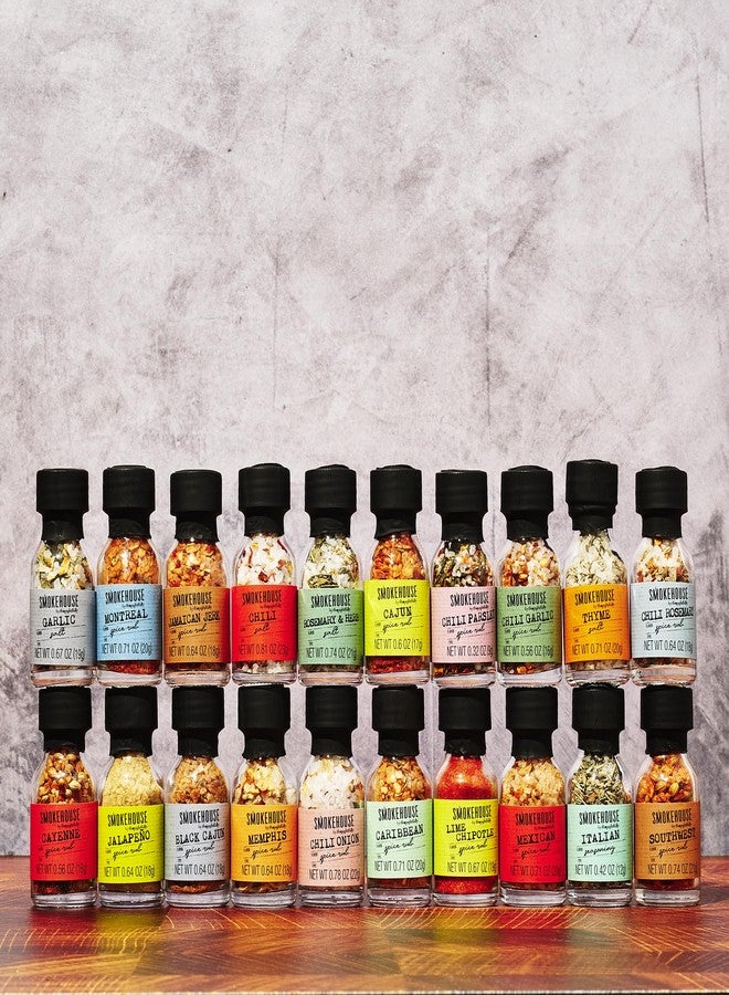 Thoughtfully Smokehouse by Thoughtfully Ultimate Grilling Spice Set, Grill Seasoning Gift Set Flavors Include Chili Garlic, Rosemary and Herb, Lime Chipotle, Cajun Seasoning and More, Pack of 20 - Image 2