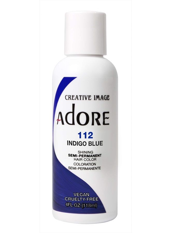 Adore Semi Permanent Hair Color - Vegan and Cruelty-Free Hair Dye - 4 Fl Oz - 112 Indigo Blue (Pack of 1) - Image 1