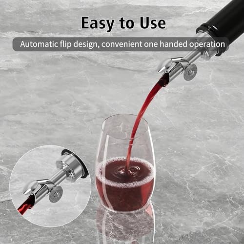 BETTFOR Auto Flip Liquor Pour Spouts 2-Pack, Leak-Proof 304 Stainless Steel Wine Pourer & Olive Oil Dispenser with Food-Grade Silicone for Kitchen, Bar, Restaurant (Silver)​ - Image 3