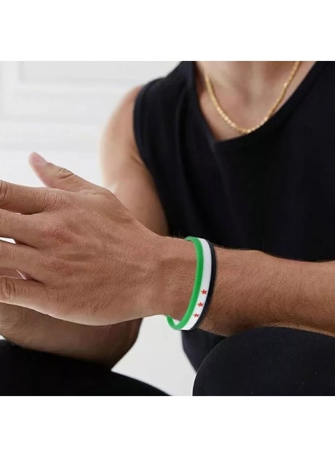 971ميديا علم سوريا - سوار مطاطي قطعة واحدة، سوار رياضي للنساء والرجال - Image 4