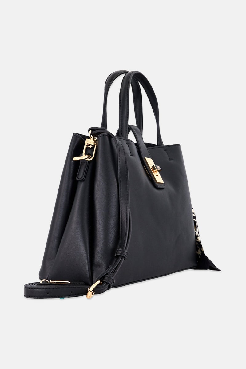 ANNE KLEIN Women Textured Satchel Bag, Black - Image 3