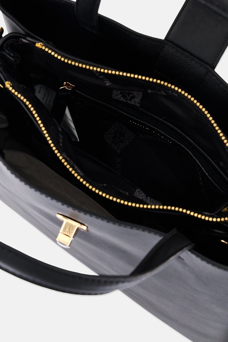 ANNE KLEIN Women Textured Satchel Bag, Black - Image 2