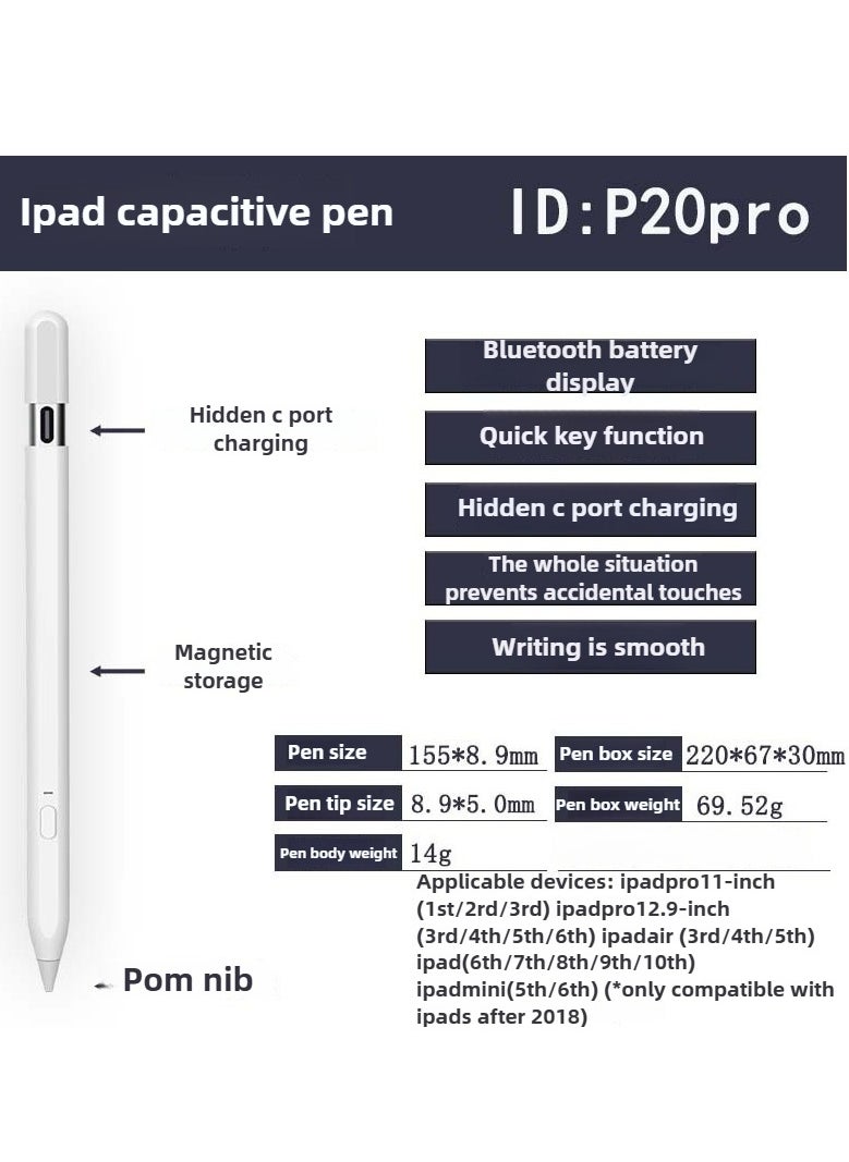 Generic - for iPad 2018-2025, iPad Pencil (2X Faster Charge), Tilt Sensitivity Apple Stylus Pen, Apple Pencil for iPad G6/7/8/9/10/11, iPad Pro 11 & 12.9 inch, iPad Air G5/4/M2/M3, iPad Mini G6/5 - Image 1