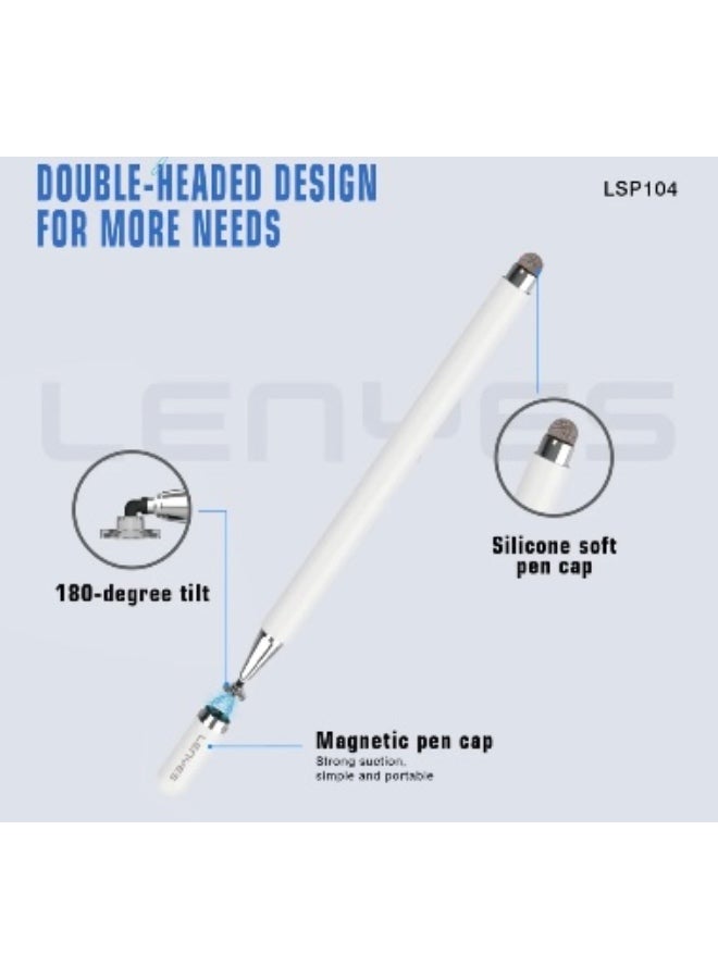 Lenyes LSP104 Passive Capacitive Stylus Pen with Transparent Disc Tip, White - Image 4