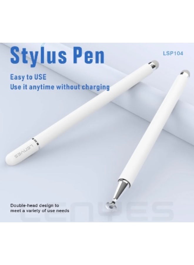 Lenyes LSP104 Passive Capacitive Stylus Pen with Transparent Disc Tip, White - Image 3