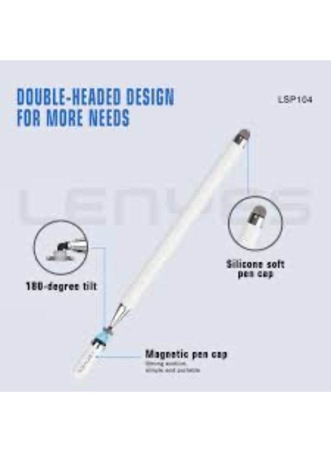 Lenyes LSP104 Passive Capacitive Stylus Pen with Transparent Disc Tip, White - Image 2