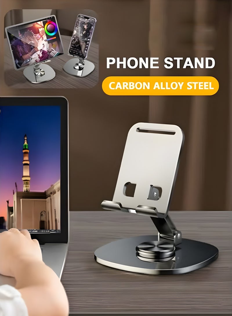 Arabest Portable Metal Mobile Stand, Adjustable Phone Stand, 360-Degree Universal Phone Holder,Stable Alloy Mobile Phone Holder for All 4-7.2'' IPhone 15/14/13/12/11 X Xr Pro Max,Google Pixel Samsung Galaxy S Phone Grips Stands - Image 2