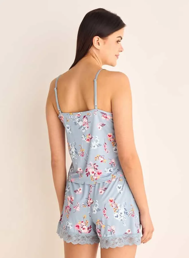 Splash FAV Floral Print Camisole Top and Elasticated Shorts Set