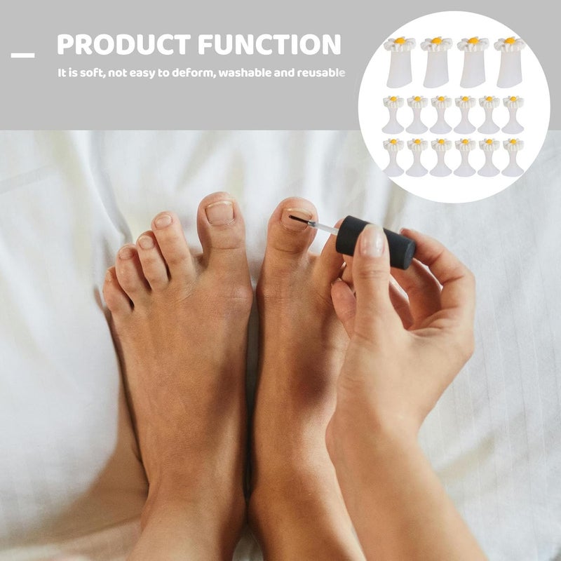 PRETYZOOM 16 Pcs Silicone Toe Separators Daisy Style Pedicure Tools Toe Divider Accessories for Nail Art Foot Care Spa Use - Image 5